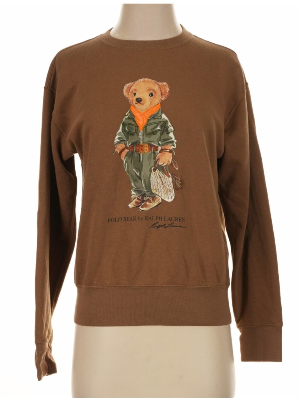 Polo by Ralph Lauren Beige Flight Suit Polo Bear Sweatshirt. Small